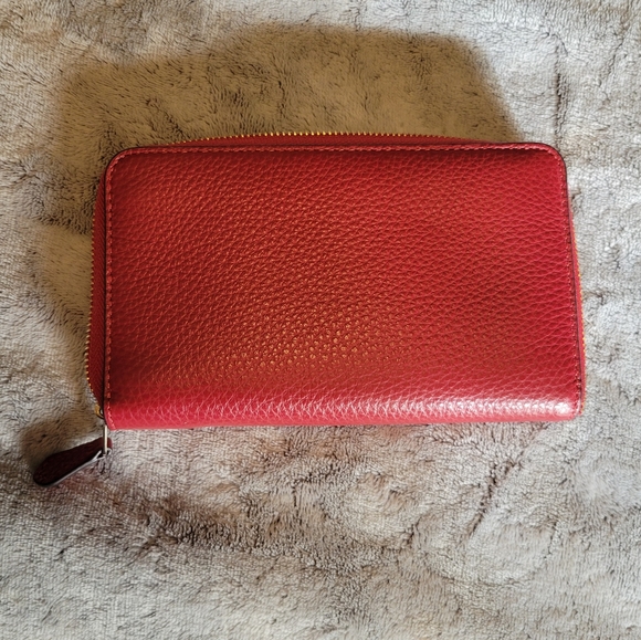 NWT Coach Long Zip Around ID Wallet Beautiful Grained Leather Red - Picture 2 of 3